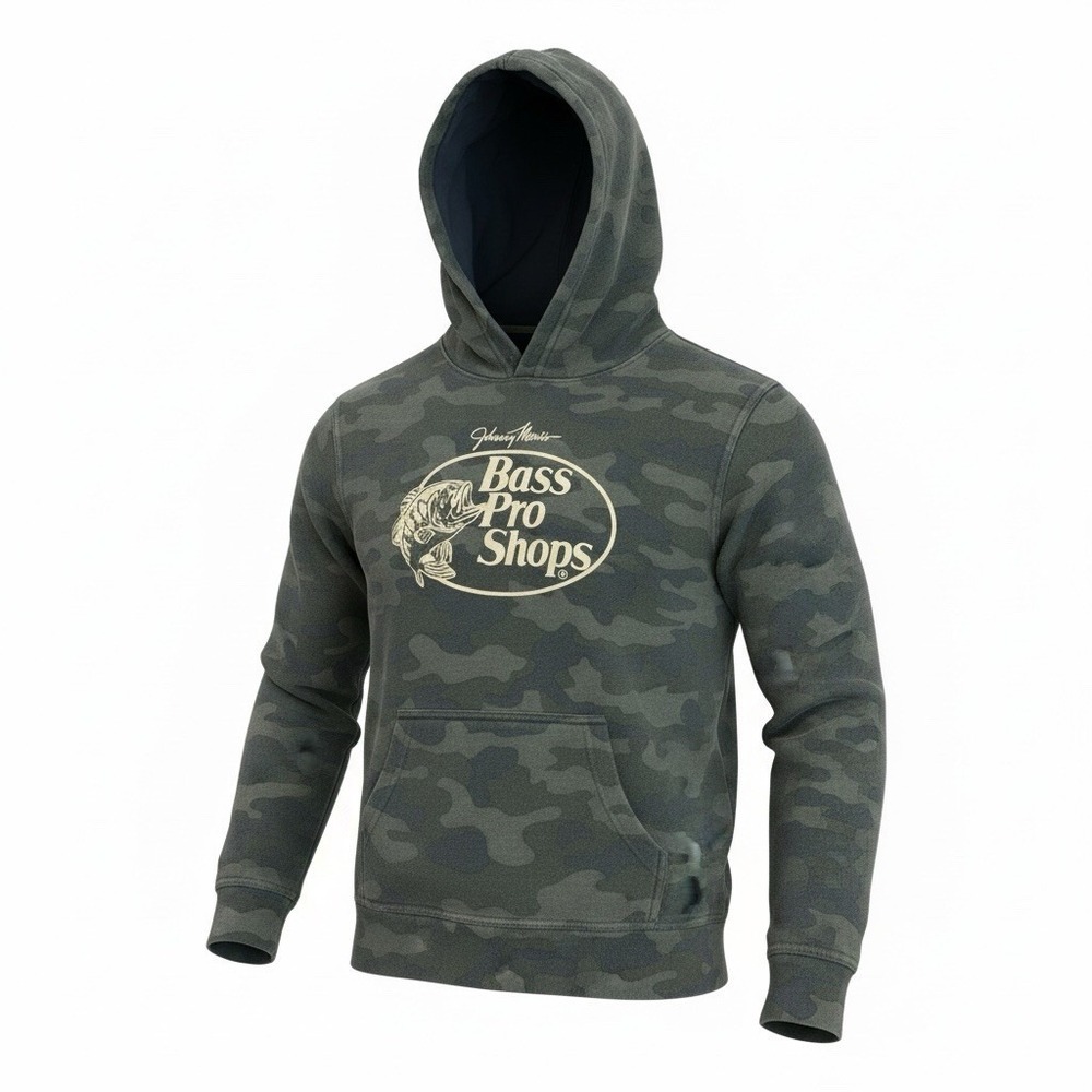 Bass Pro Shops Pullover Sweatshirt Youth XL Green Camouflage Hoodie BPS-4034
